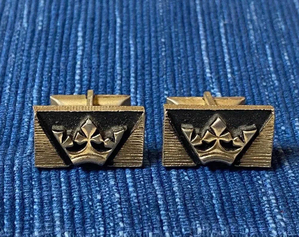 Vintage Rectangle Cufflinks Gold Black Tuxedo 53B